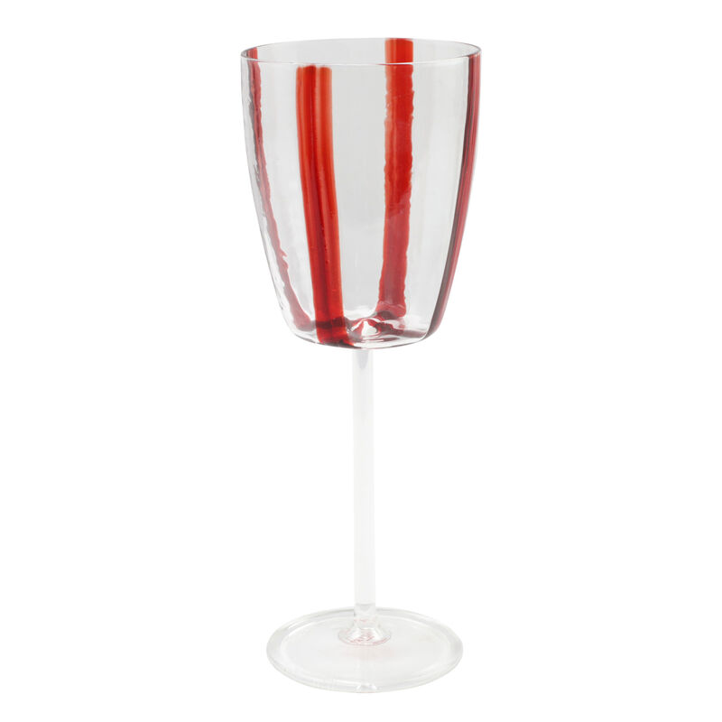 Vietri &quot;Stripe Red&quot; Wine Glass from Italy image number 0