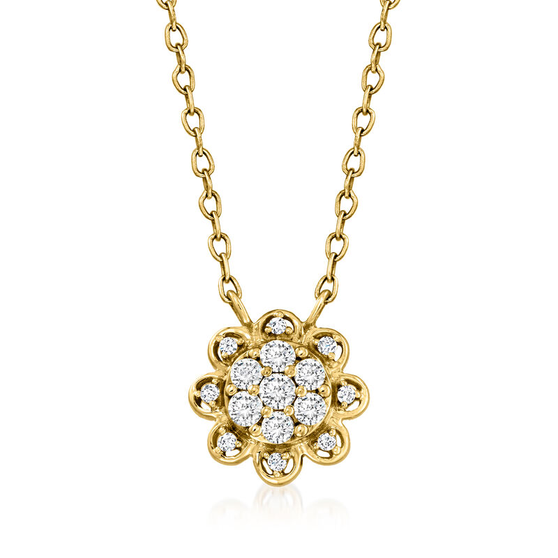 .15 ct. t.w. Diamond Flower Necklace in 14kt Yellow Gold image number 0