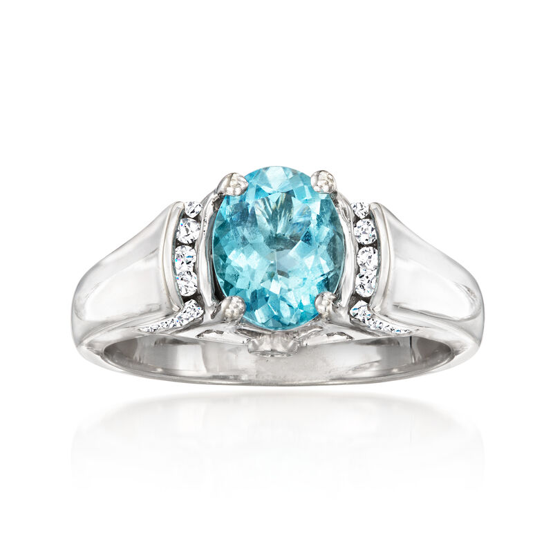C. 2000 Vintage 1.79 Carat Aquamarine Ring with .45 ct. t.w. Diamonds in 14kt White Gold. Size 6 image number 0