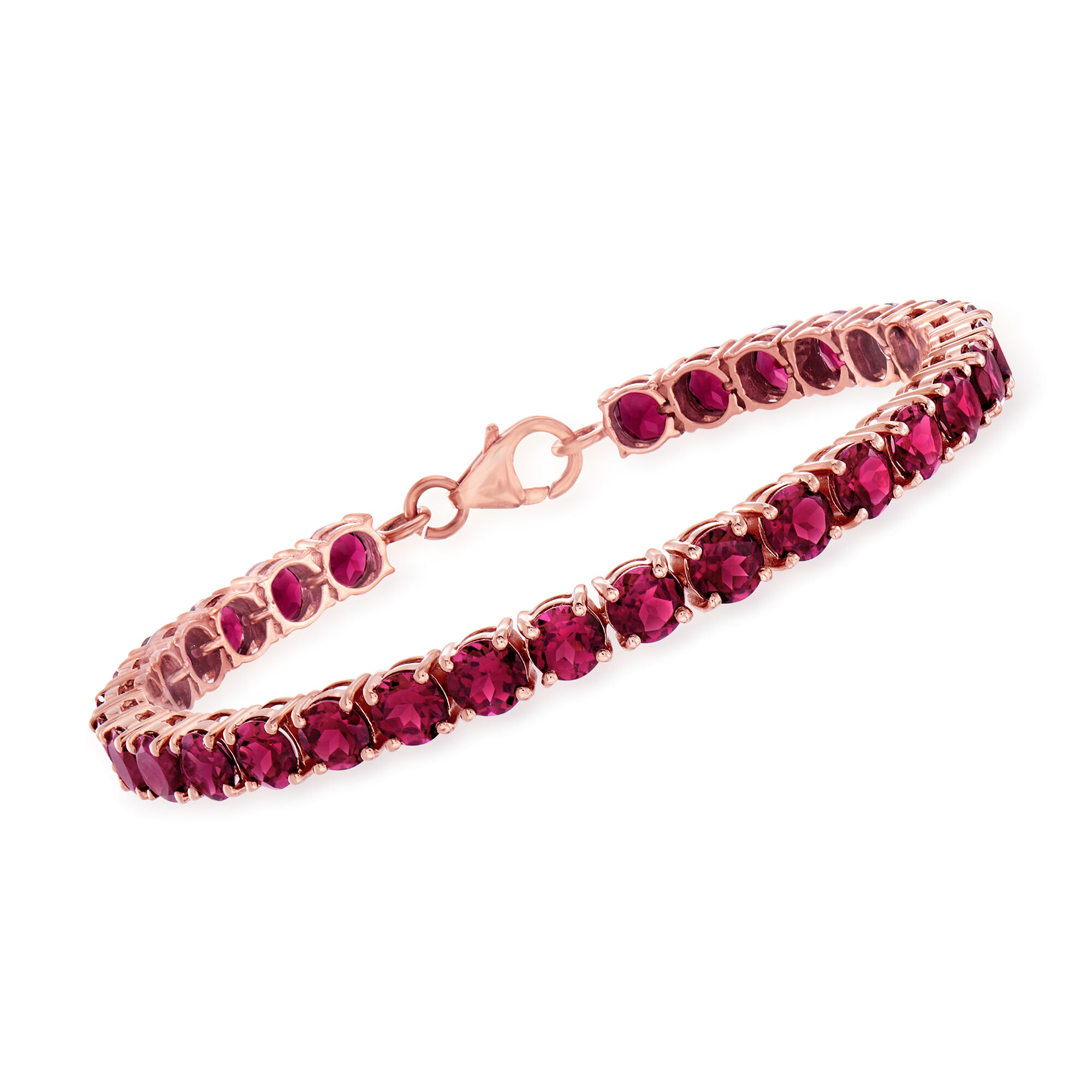 17.00 ct. t.w. Rhodolite Garnet Tennis Bracelet in 18kt Rose Gold