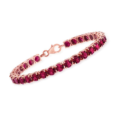 17.00 ct. t.w. Rhodolite Garnet Tennis Bracelet in 18kt Rose Gold Over Sterling