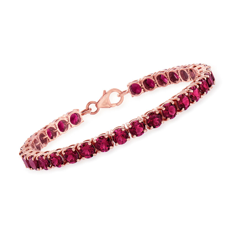 17.00 ct. t.w. Rhodolite Garnet Tennis Bracelet in 18kt Rose Gold Over Sterling image number 0