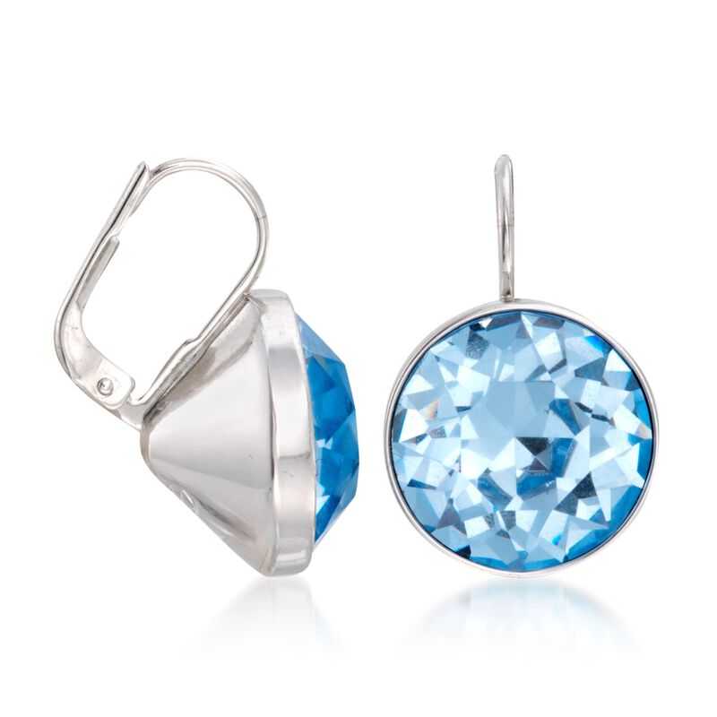 Swarovski Crystal &quot;Bella&quot; Blue Crystal Earrings in Silvertone image number 2