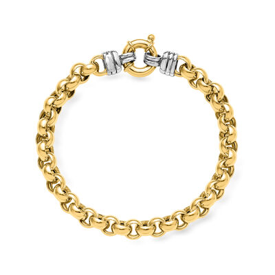Italian 18kt Two-Tone Gold Rolo-Link Bracelet