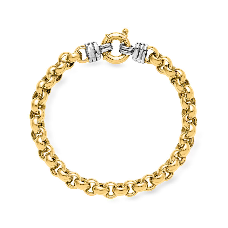 Italian 18kt Two-Tone Gold Rolo-Link Bracelet. 7.5" image number 1