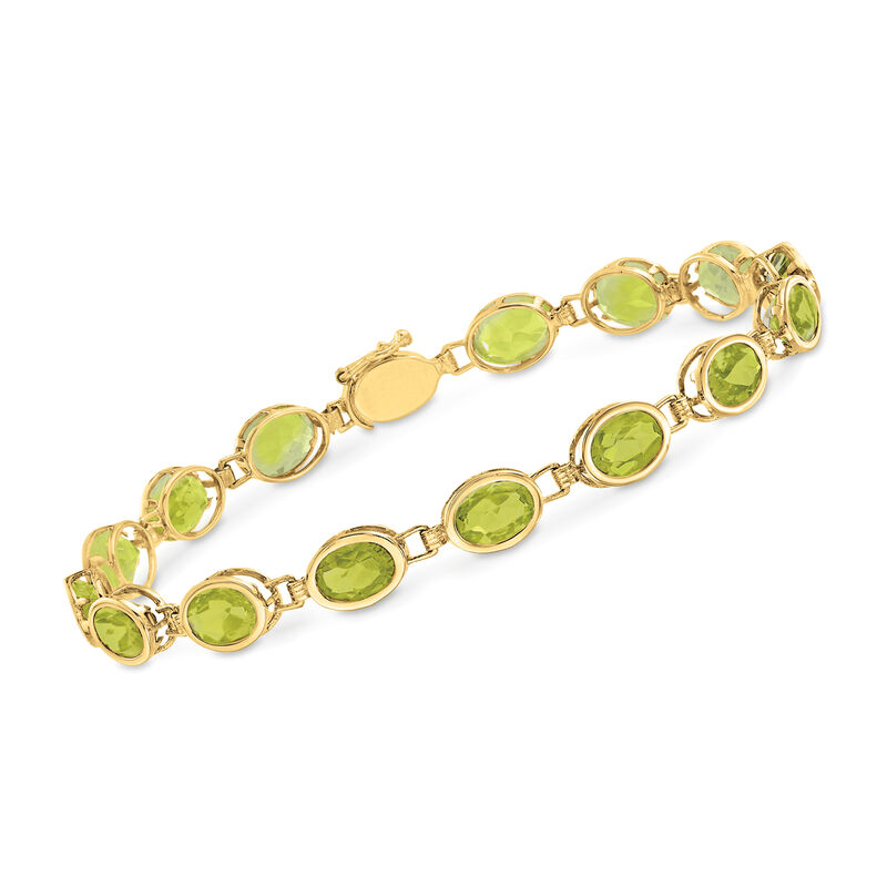 12.00 ct. t.w. Oval Bezel-Set Peridot Bracelet in 14kt Yellow Gold image number 0