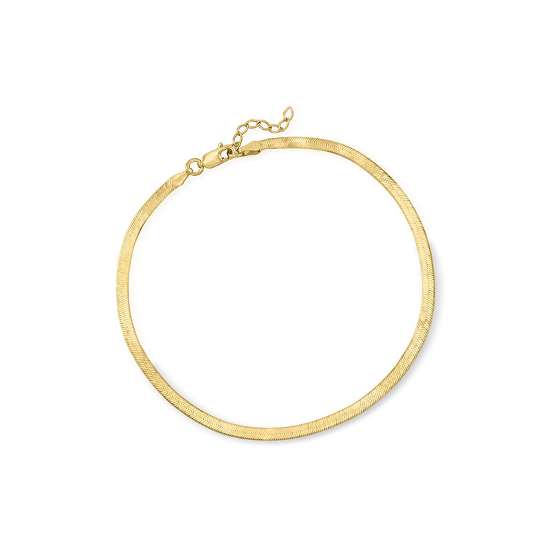 3mm 18kt Gold Over Sterling Herringbone Anklet. 9&quot; image number 0
