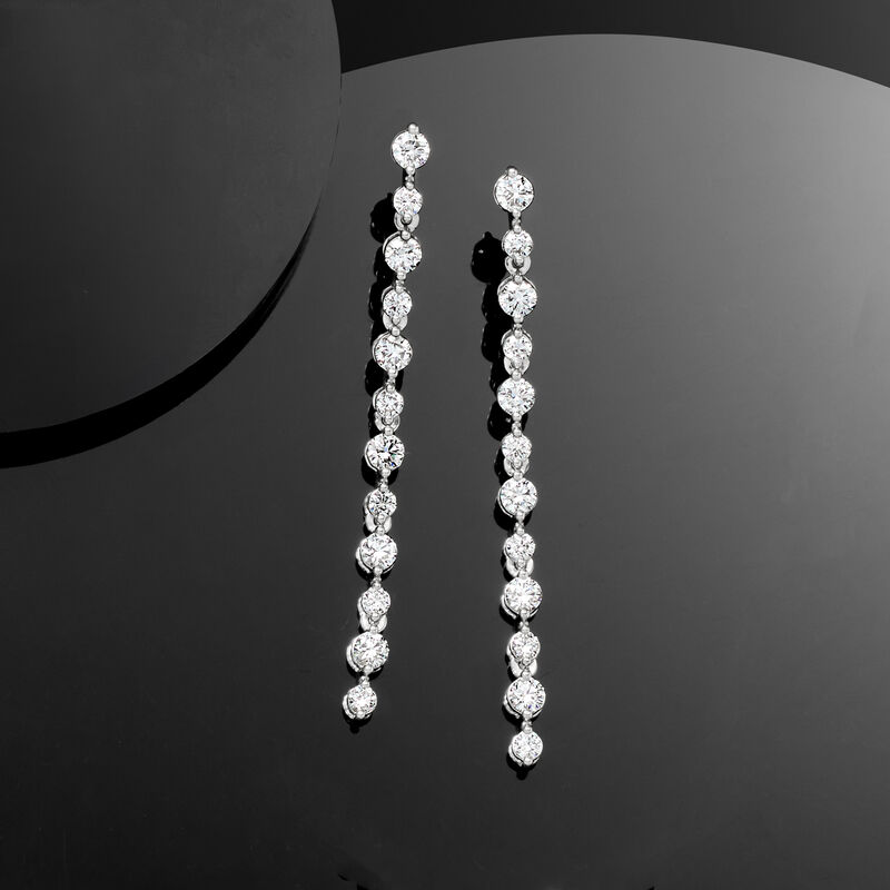 2.00 ct. t.w. Lab-Grown Diamond Linear Drop Earrings in 14kt White Gold  image number 3