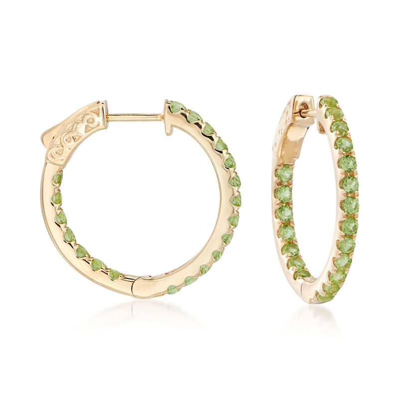 1.60 ct. t.w. Peridot Inside-Outside Hoop Earrings in 14kt Yellow Gold image number 0