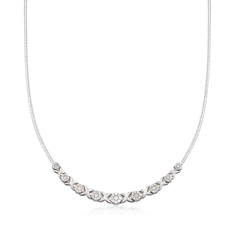 2.00 ct. t.w. Diamond XO Omega Necklace in Sterling Silver image number 0
