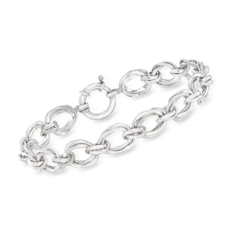Sterling Silver Double-Oval Link Bracelet image number 0