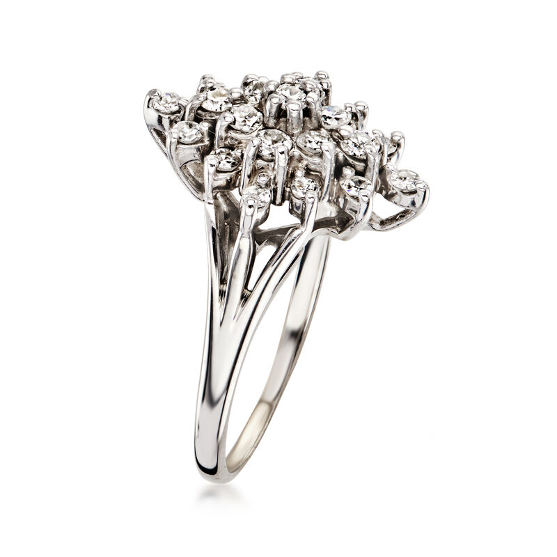 C. 1950 Vintage .33 ct. t.w. Diamond Cluster Ring in 14kt White Gold. Size 6 image number 2