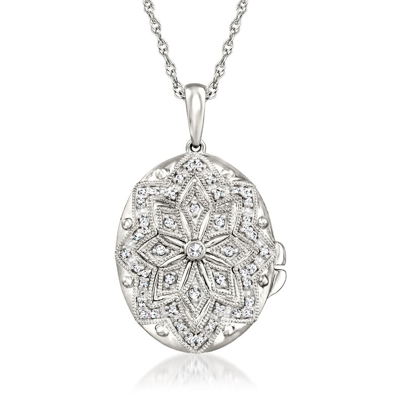 .10 ct. t.w. Diamond Floral Locket Necklace in Sterling Silver image number 0
