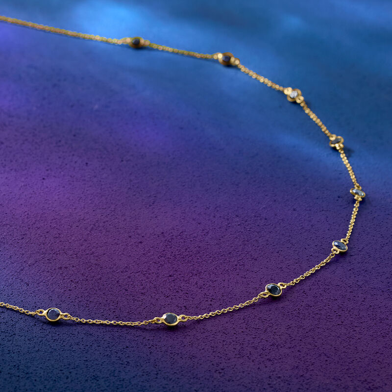 3.10 ct. t.w. Sapphire Station Necklace in 18kt Gold Over Sterling image number 3