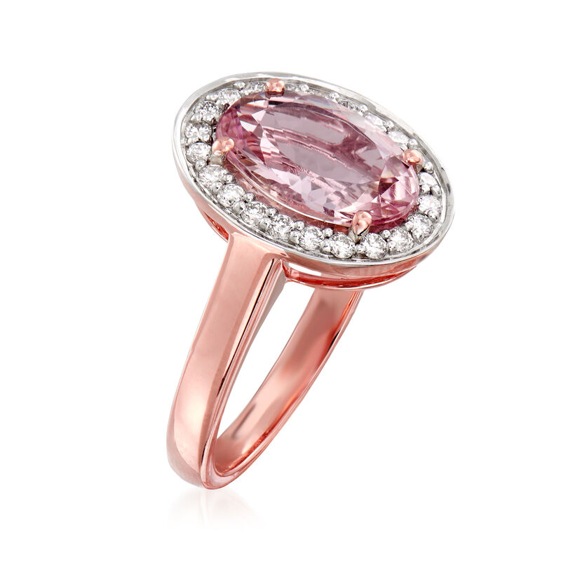 2.40 Carat Morganite and .30 ct. t.w. Diamond Ring in 14kt Rose Gold image number 2