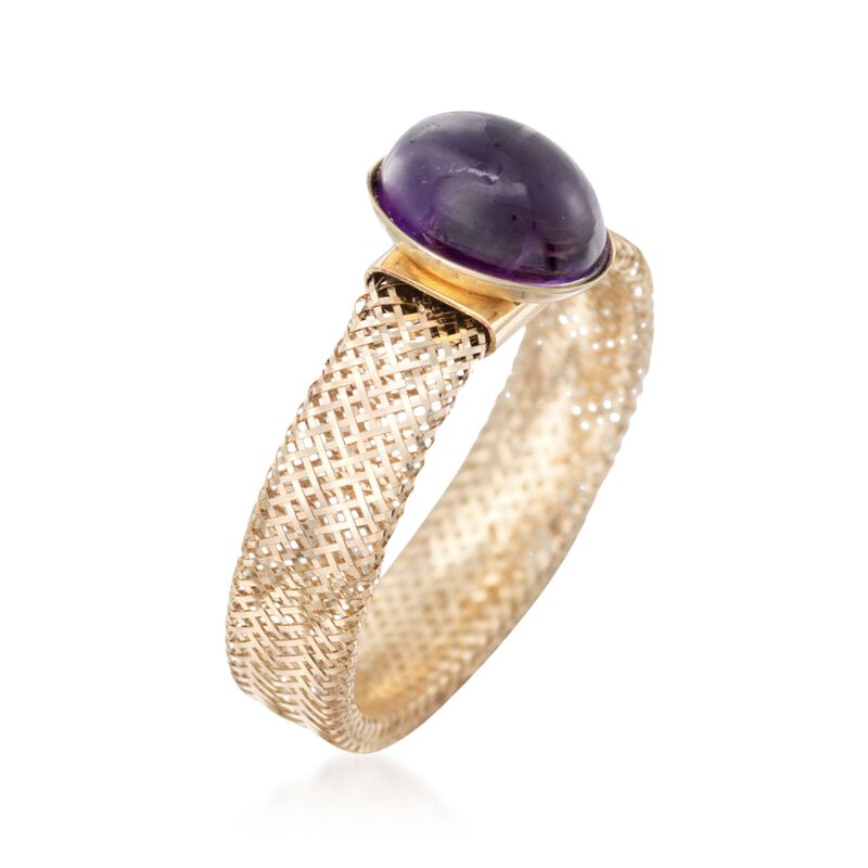 Italian 1.10 Carat Amethyst Mesh Ring in 14kt Yellow Gold image number 2