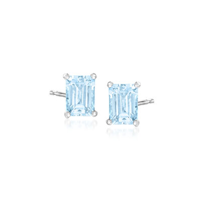 1.50 ct. t.w. Aquamarine Stud Earrings in Sterling Silver