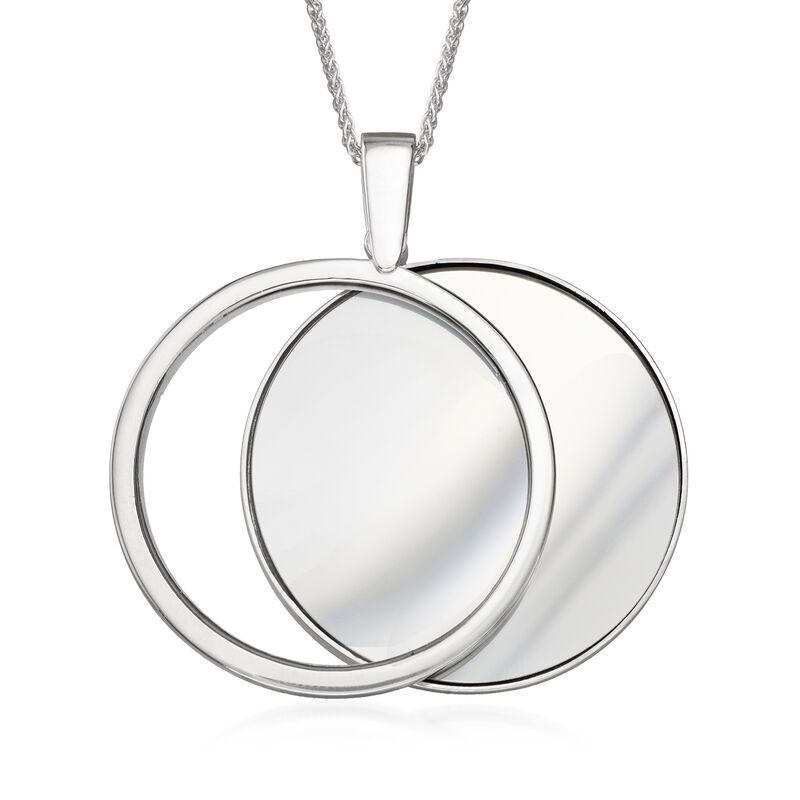 .70 ct. t.w. CZ Tree of Life Mirror and Magnifier Adjustable Necklace in Sterling Silver image number 4
