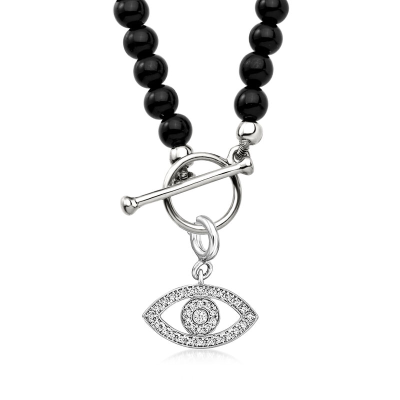 4mm Onyx Bead Charm-Compatible Toggle Necklace in Sterling Silver image number 2