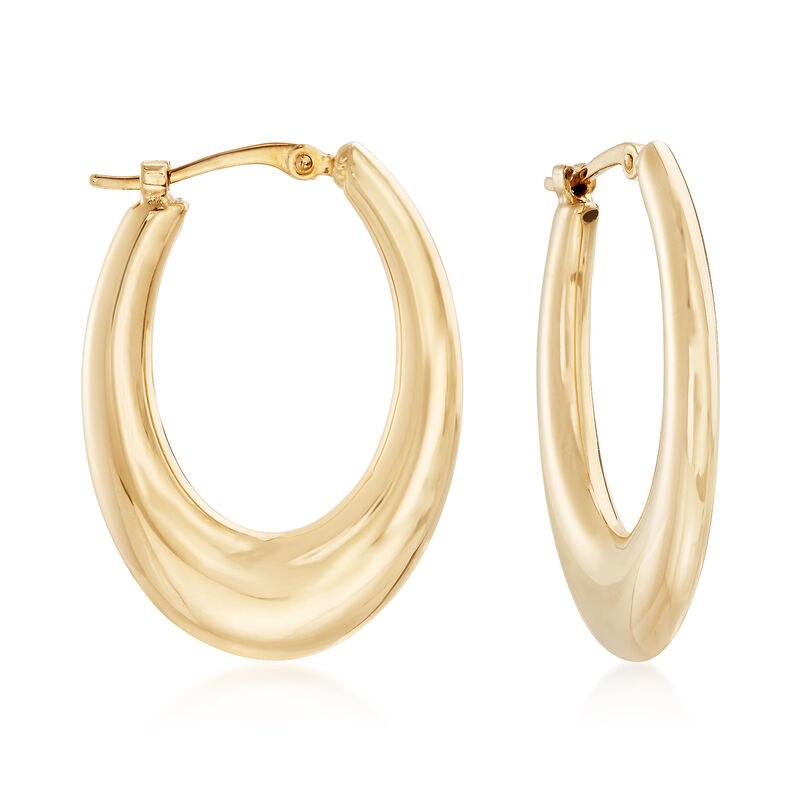 14kt Yellow Gold Oval Hoop Earrings image number 0