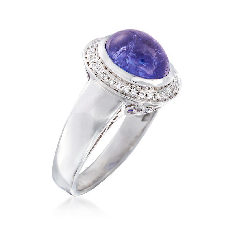 4.20 Carat Tanzanite and .17 ct. t.w. Diamond Ring in 14kt White Gold image number 2