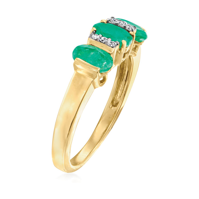 1.40 ct. t.w. Emerald Ring with Diamond Accents in 14kt Yellow Gold image number 2