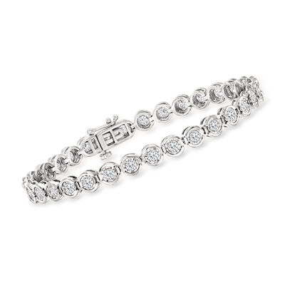 3.00 ct. t.w. Bezel-Set Diamond Tennis Bracelet in Sterling Silver