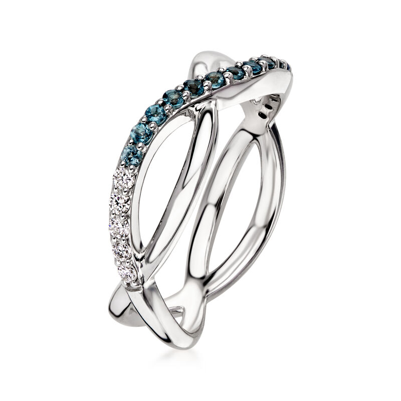 .28 ct. t.w. Multi-Gemstone Crisscross Ring with Lab-Grown Diamonds in Sterling Silver image number 2