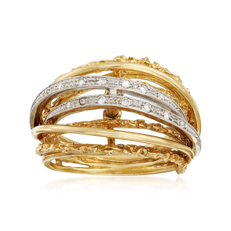 C. 1980 Vintage .20 ct. t.w. Diamond Highway Ring in 18kt Yellow Gold. Size 6.5 image number 0