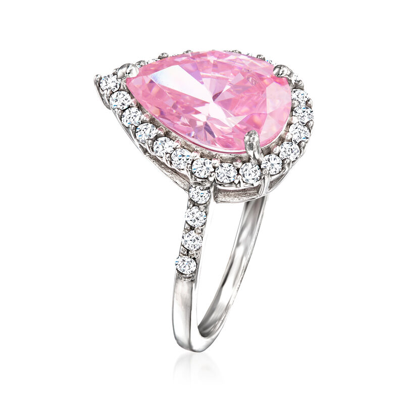 2.00 Carat Simulated Pink Sapphire and .40 ct. t.w. CZ Ring in Sterling Silver image number 2