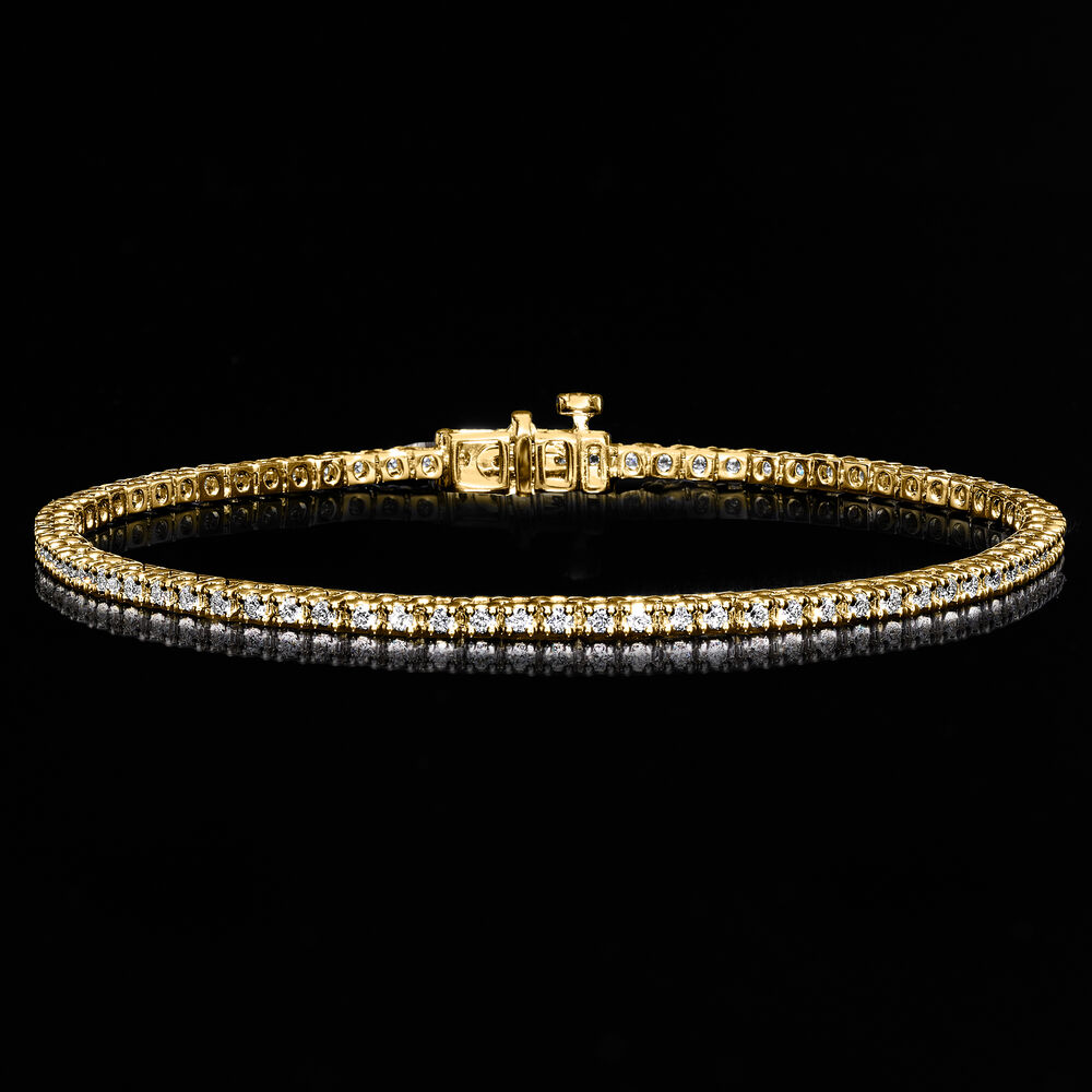 1.10 ct. t.w. Lab-Grown Diamond Tennis Bracelet in 18kt Gold Over Sterling. 8"