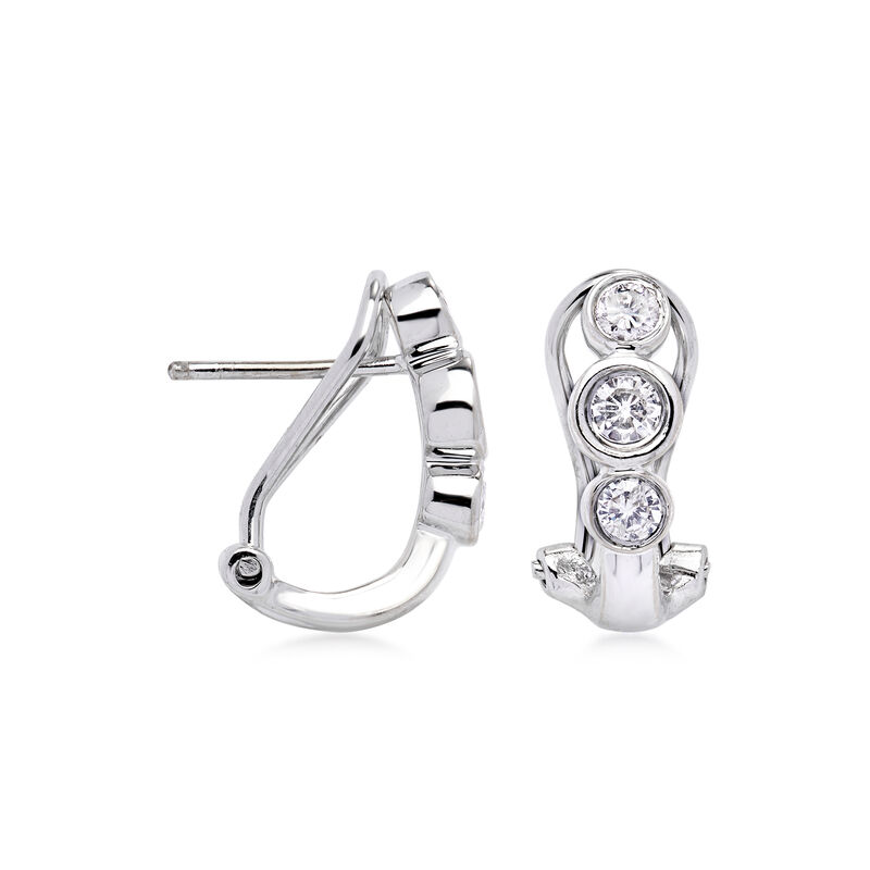 C. 2000 Vintage .40 ct. t.w. Diamond Curved Earrings in 14kt White Gold  image number 0