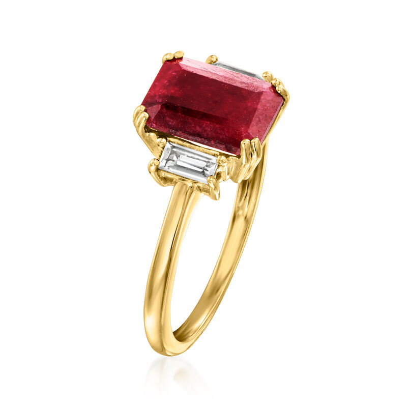 2.70 Carat Ruby and .30 ct. t.w. White Topaz Ring in 18kt Gold Over Sterling image number 2