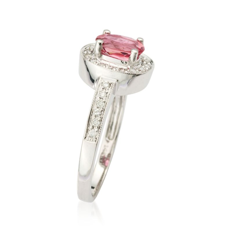 .75 ct. t.w. Pink Tourmaline and .10 ct. t.w. Diamond Ring in 14kt White Gold image number 1