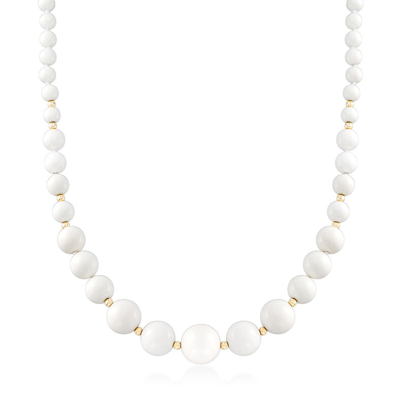 White Agate Bead Necklace in 14kt Yellow Gold image number 0