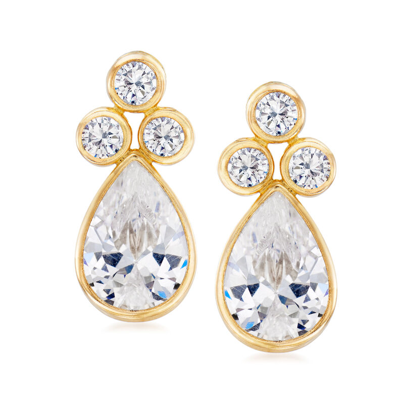 4.60 ct. t.w. Bezel-Set CZ Drop Earrings in 14kt Yellow Gold image number 0