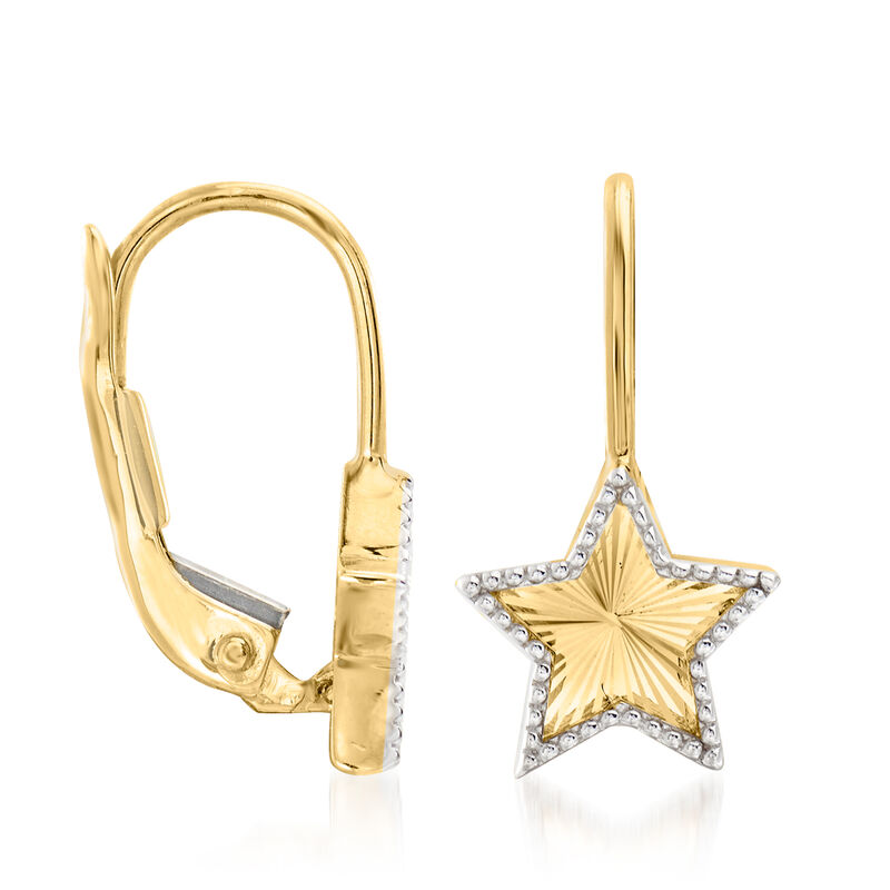 14kt Two-Tone Gold Star Drop Earrings image number 2