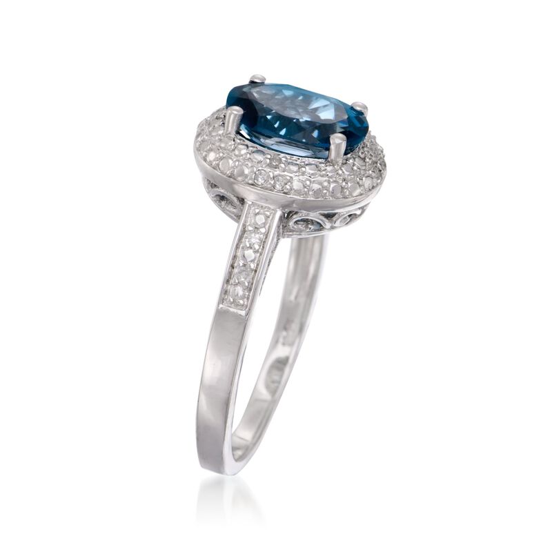 1.80 Carat London Blue Topaz Ring with Diamond Accents in Sterling Silver image number 2