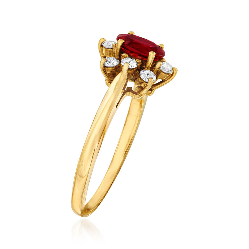C. 1980 Vintage Tiffany Jewelry .65 Carat Ruby and .35 ct. t.w. Diamond Ring in 18kt Yellow Gold. Size 7 image number 2