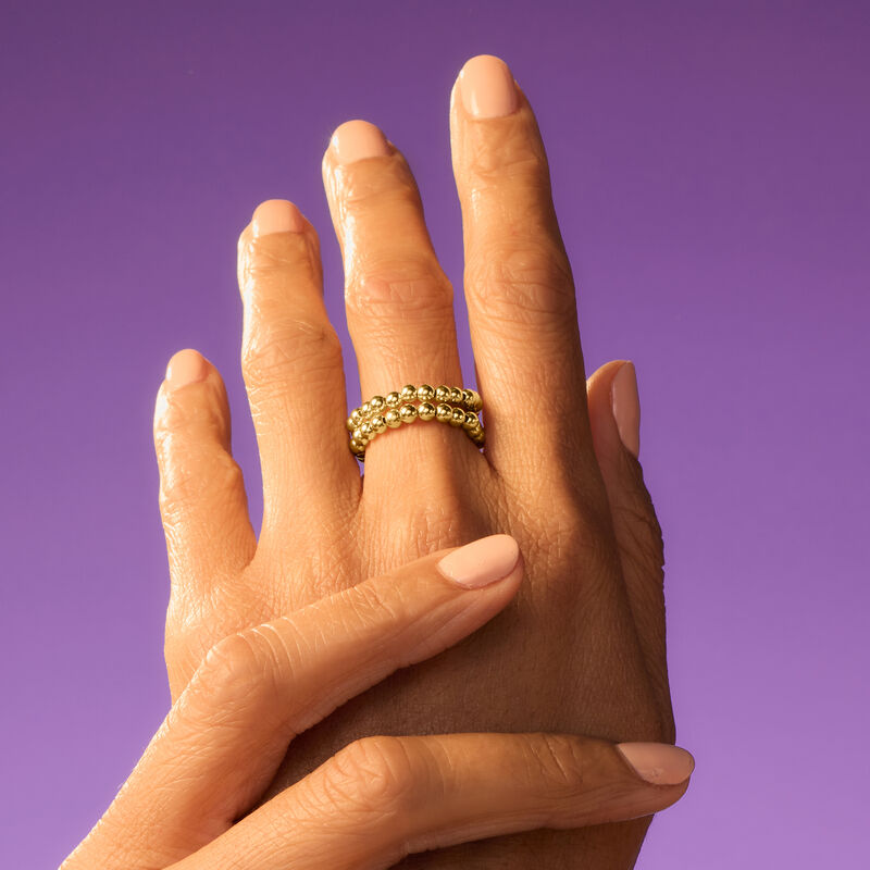 3mm 10kt Yellow Gold Bead Stretch Ring image number 5