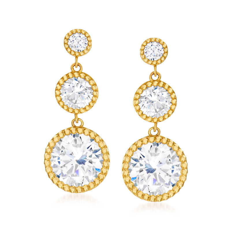 4.94 ct. t.w. CZ Linear Drop Earrings in 14kt Yellow Gold image number 0