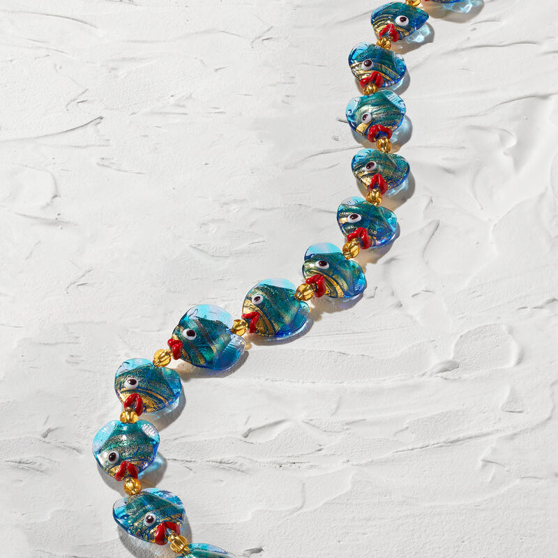 Italian Multicolored Murano Glass Fish Necklace with 18kt Gold Over Sterling image number 4