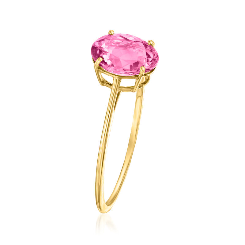 1.20 Carat Oval Pink Tourmaline Ring in 14kt Yellow Gold image number 2