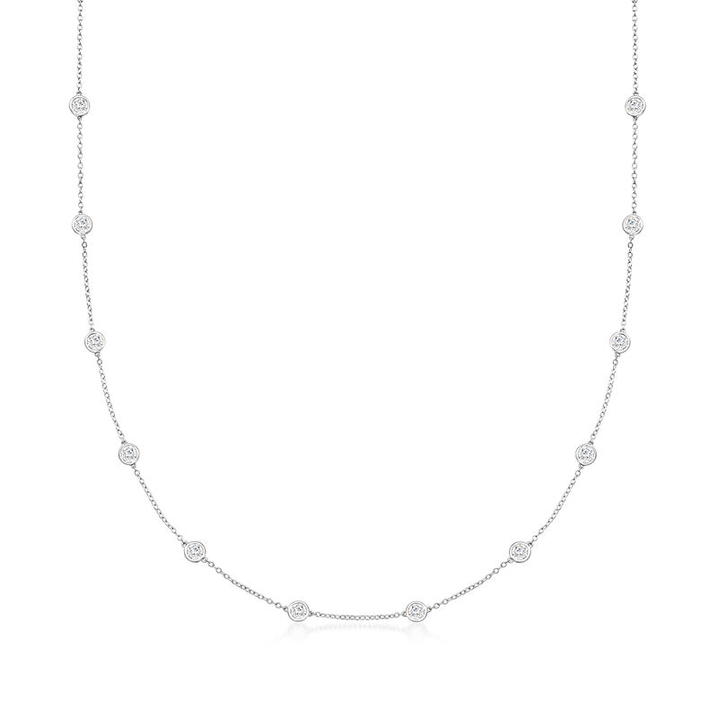 3.00 ct. t.w. Bezel-Set Lab-Grown Diamond Station Necklace in 14kt White Gold image number 0