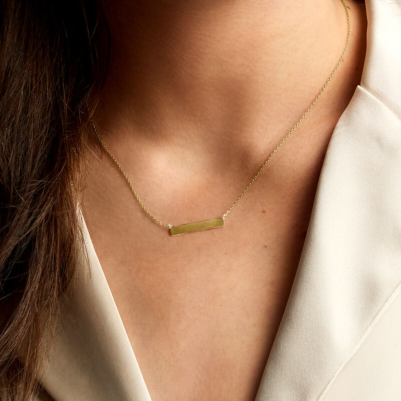 14kt Yellow Gold Personalized Petite Bar Necklace image number 4