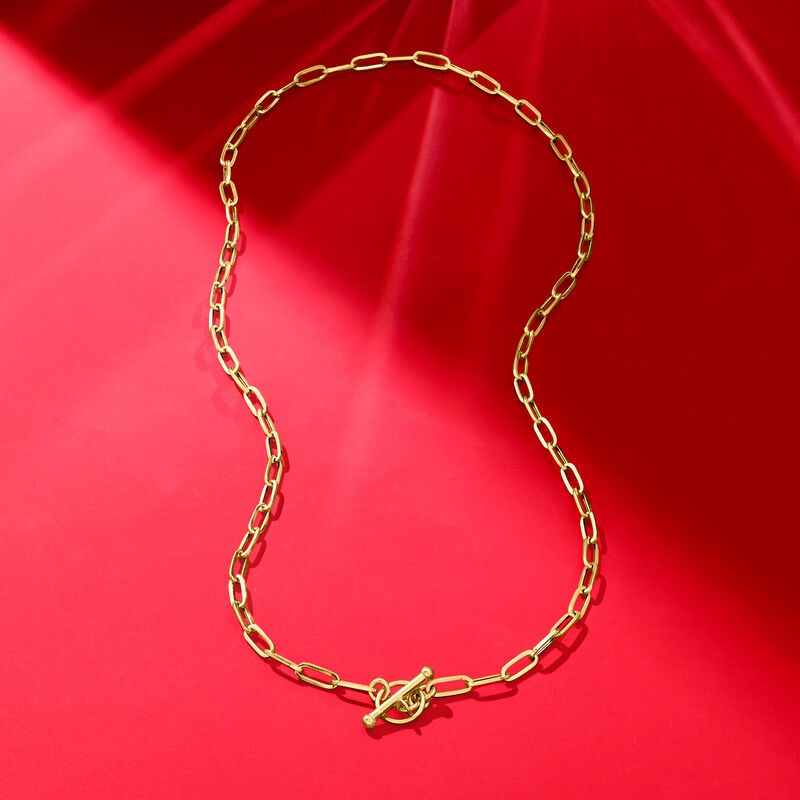 Italian 14kt Yellow Gold Paper Clip Link Toggle Necklace. 20&quot; image number 4