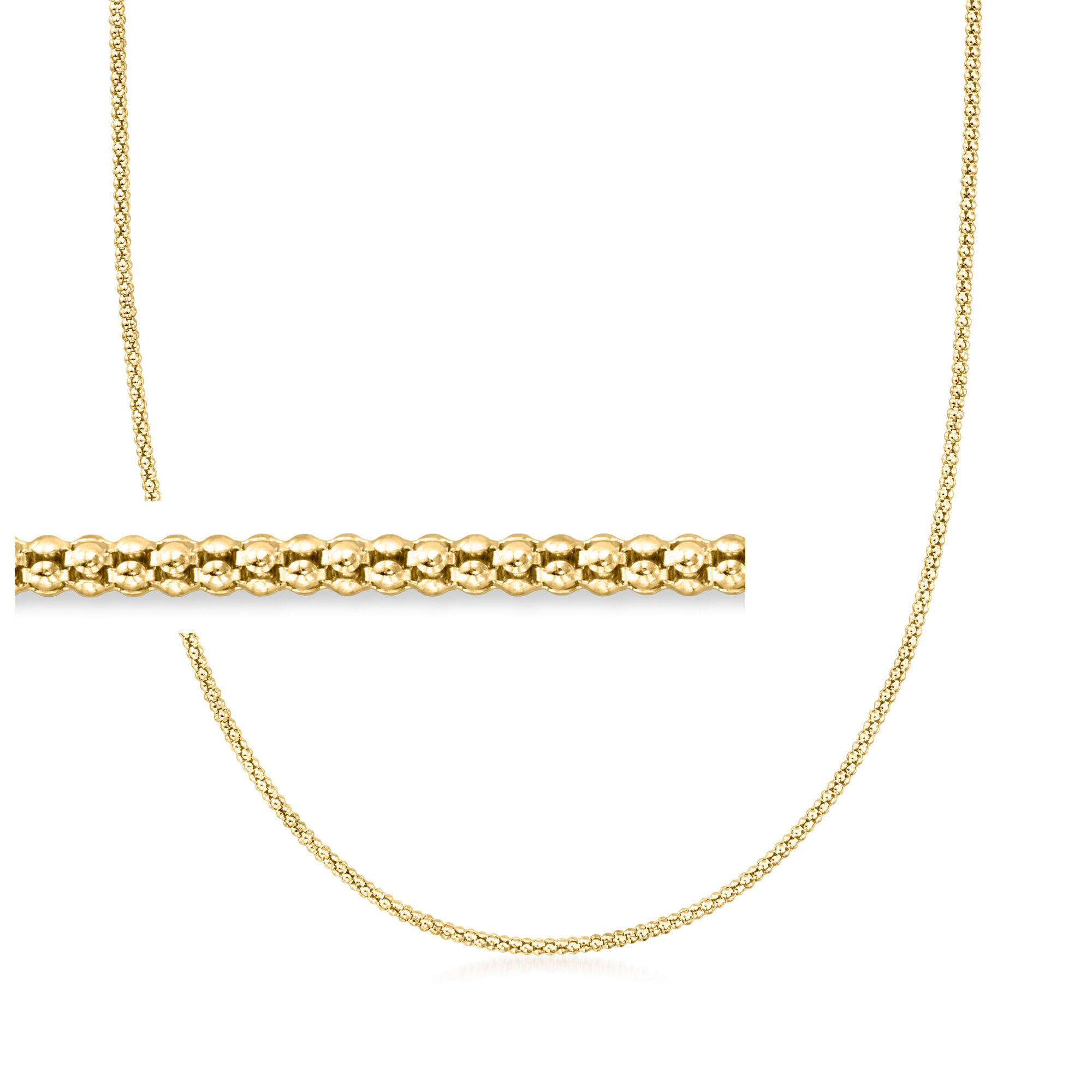 Italian 2mm 14kt Yellow Gold Popcorn-Chain Necklace | Ross Simons