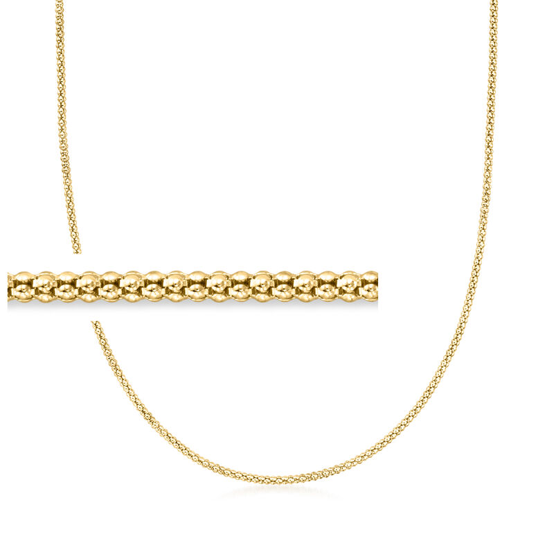 Italian 2mm 14kt Yellow Gold Popcorn-Chain Necklace image number 0