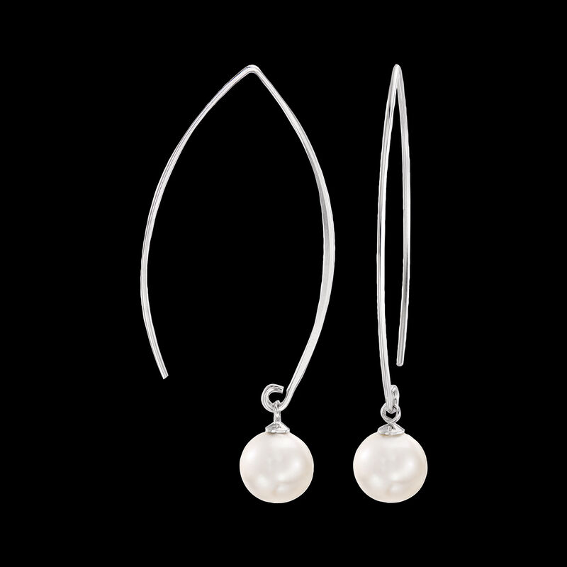 8-8.5mm Shell Pearl Drop Earrings in Sterling Silver image number 3