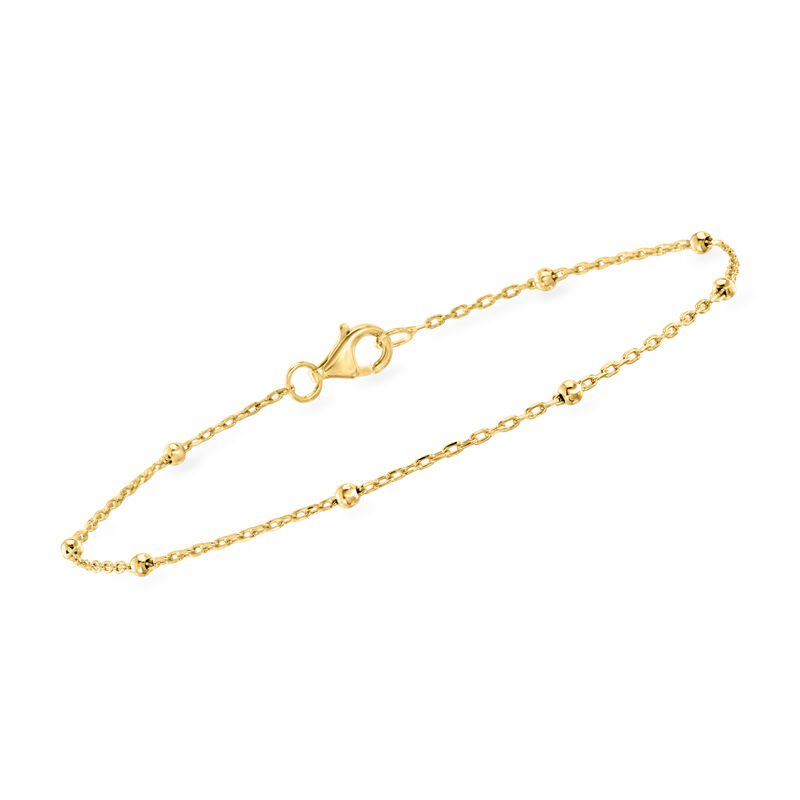 18kt Gold Over Sterling Jewelry Set: Bead Station, Paper Clip Link and Lumachina-Chain Bracelets image number 3